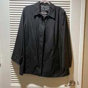 Style & Co Black Button Up Trench Coat Long Sleeves
